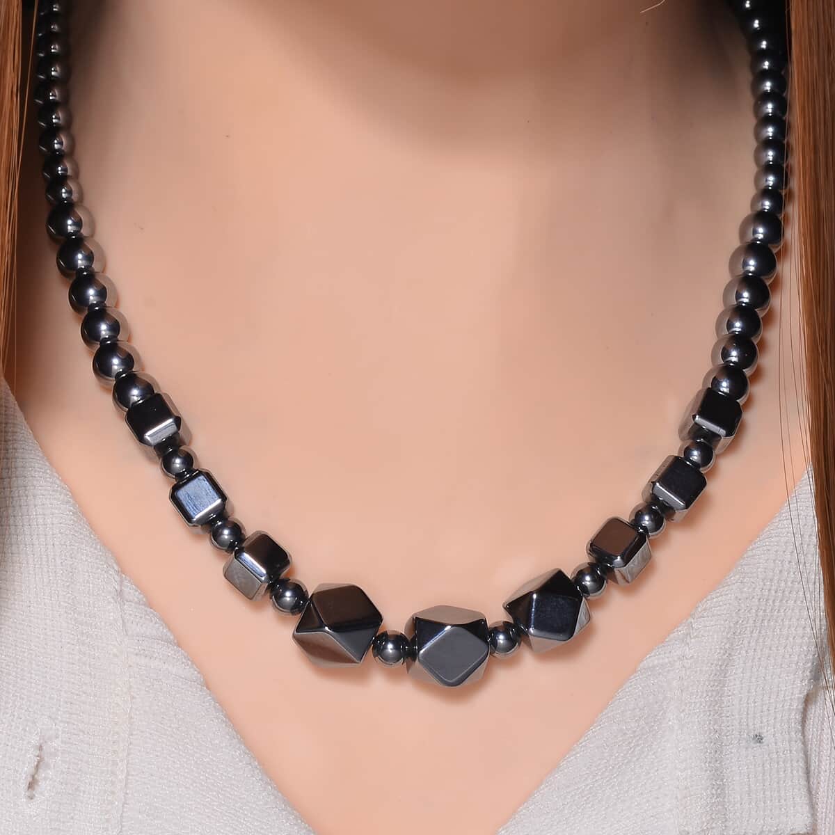 Terahertz Octagon Beaded Necklace (20 Inches) in rhodium Sterling Silver 185.00 ctw image number 1