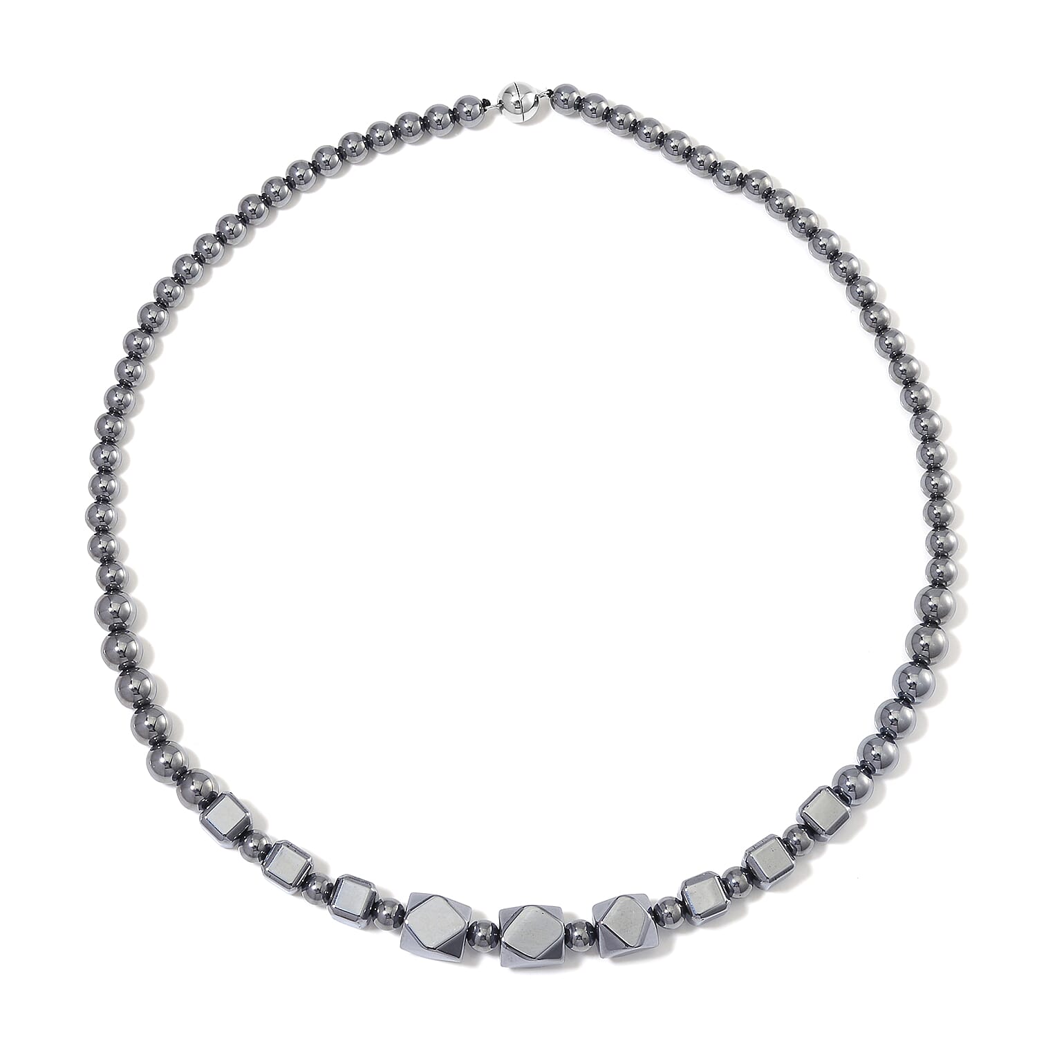 Terahertz Octagon Beaded Necklace (20 Inches) in rhodium Sterling Silver 185.00 ctw