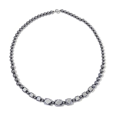 Terahertz Octagon Beaded Necklace (20 Inches) in rhodium Sterling Silver 185.00 ctw