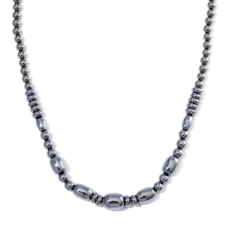 EverTrue Terahertz 185.00 ctw Barrel Beaded Necklace in Rhodium Sterling Silver 20 Inches