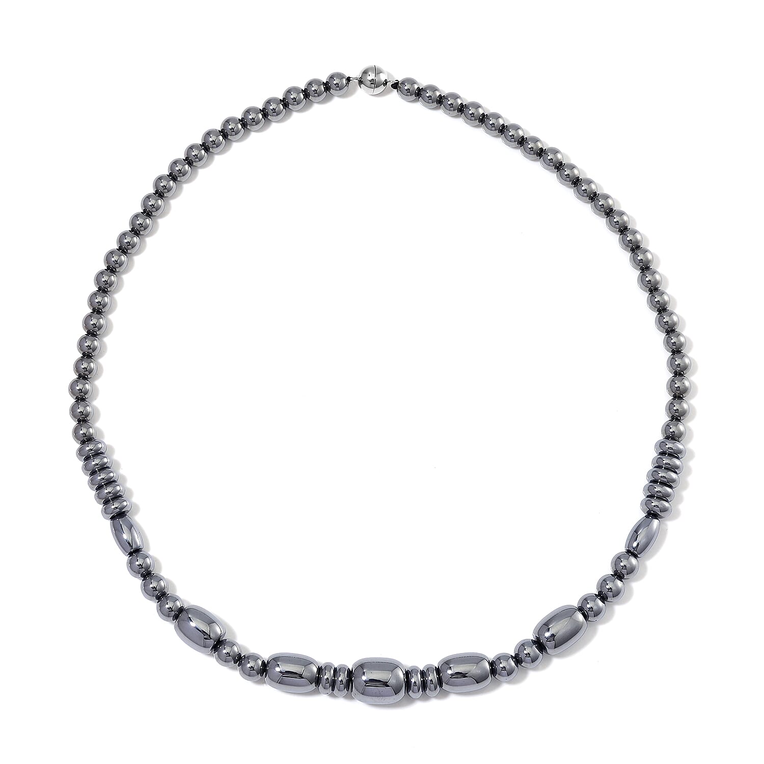 EverTrue Terahertz 185.00 ctw Barrel Beaded Necklace in Rhodium Sterling Silver 20 Inches