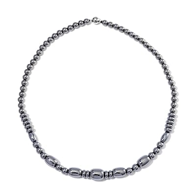 EverTrue Terahertz 185.00 ctw Barrel Beaded Necklace in Rhodium Sterling Silver 20 Inches