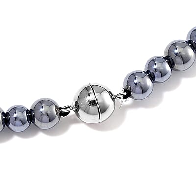EverTrue Terahertz 185.00 ctw Barrel Beaded Necklace in Rhodium Sterling Silver 20 Inches