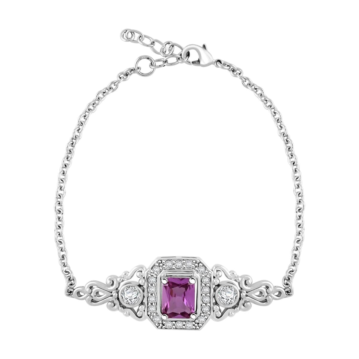 Simulated Alexandrite and Simulated Diamond Bracelet in Silvertone (7.00 In) 2.60 ctw image number 0