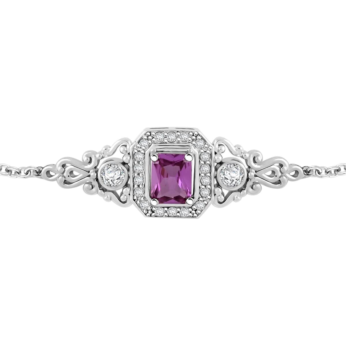 Simulated Alexandrite and Simulated Diamond Bracelet in Silvertone (7.00 In) 2.60 ctw image number 2