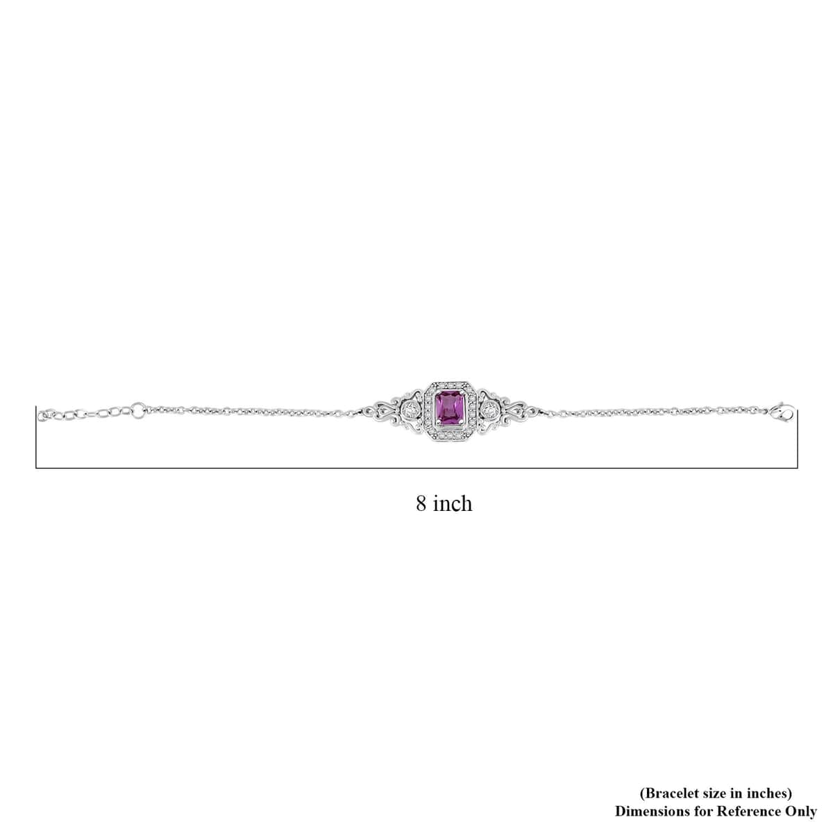 Simulated Alexandrite and Simulated Diamond Bracelet in Silvertone (7.00 In) 2.60 ctw image number 4