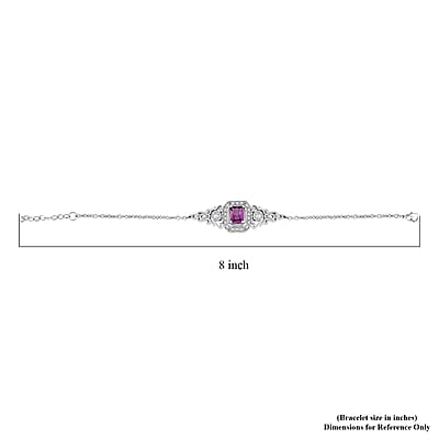Simulated Alexandrite and Simulated Diamond Bracelet in Silvertone (7.00 In) 2.60 ctw