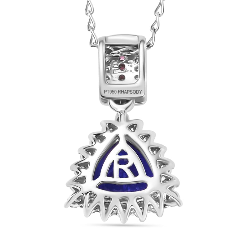 Certified & Appraised Rhapsody AAAA Tanzanite, Mahenge Spinel and E-F VS Diamond 2.80 ctw Pendant in 950 Platinum 4.15 Grams
