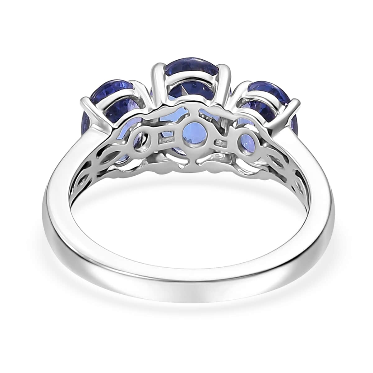 Doorbuster Certified & Appraised Rhapsody 950 Platinum AAAA Tanzanite 3 Stone Ring (Size 6.0) (5.20 g) 3.30 ctw image number 4