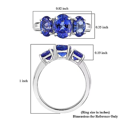 Certified & Appraised Rhapsody AAAA Tanzanite 3.26 ctw 3 Stone Ring in 950 Platinum (Size 6.0) 5.20 Grams