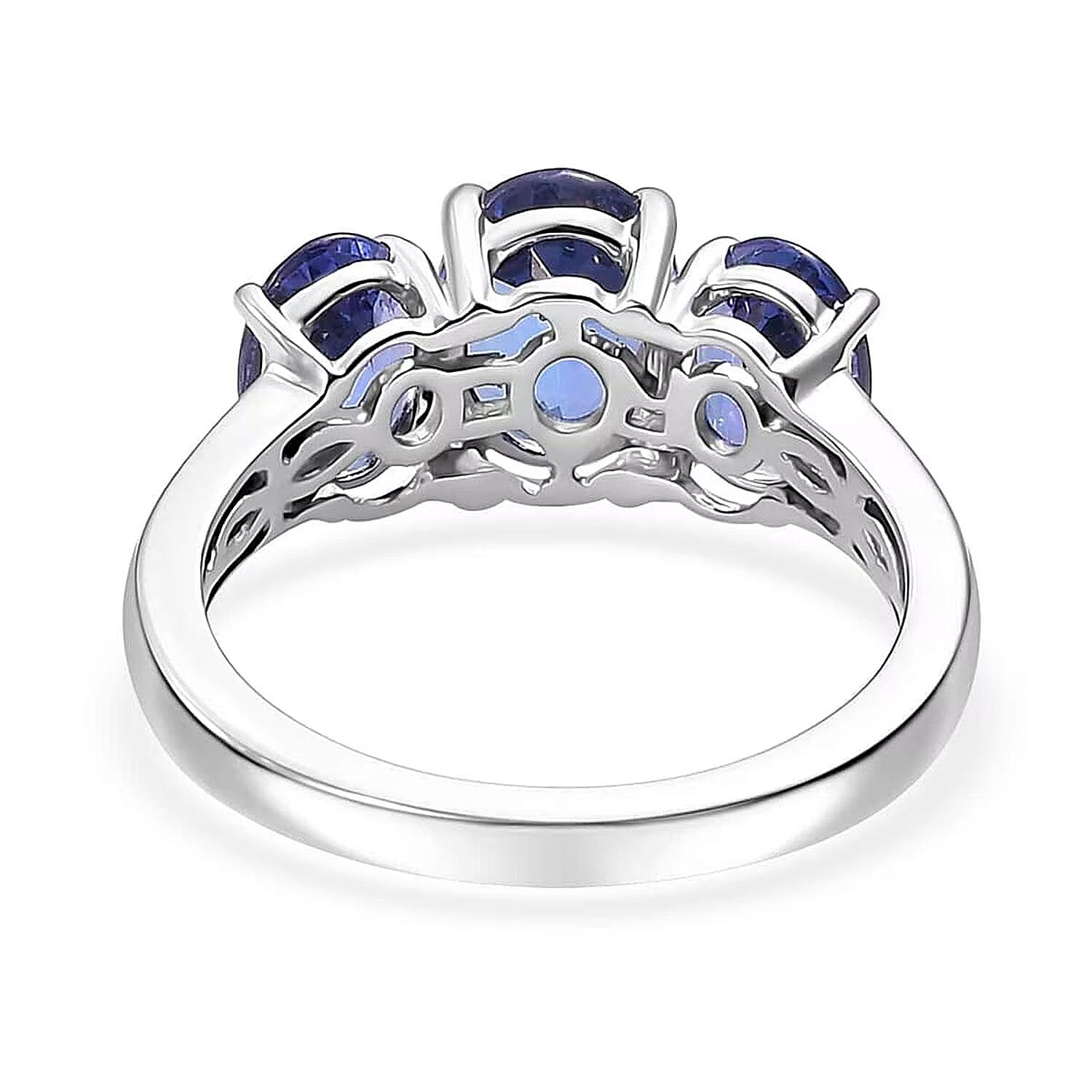 Certified & Appraised Rhapsody AAAA Tanzanite 3.26 ctw 3 Stone Ring in 950 Platinum (Size 6.0) 5.20 Grams