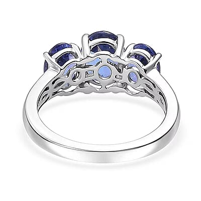 Certified & Appraised Rhapsody AAAA Tanzanite 3.26 ctw 3 Stone Ring in 950 Platinum (Size 6.0) 5.20 Grams