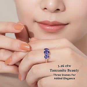 Certified & Appraised Rhapsody AAAA Tanzanite 3.26 ctw 3 Stone Ring in 950 Platinum (Size 7.0) 5.20 Grams