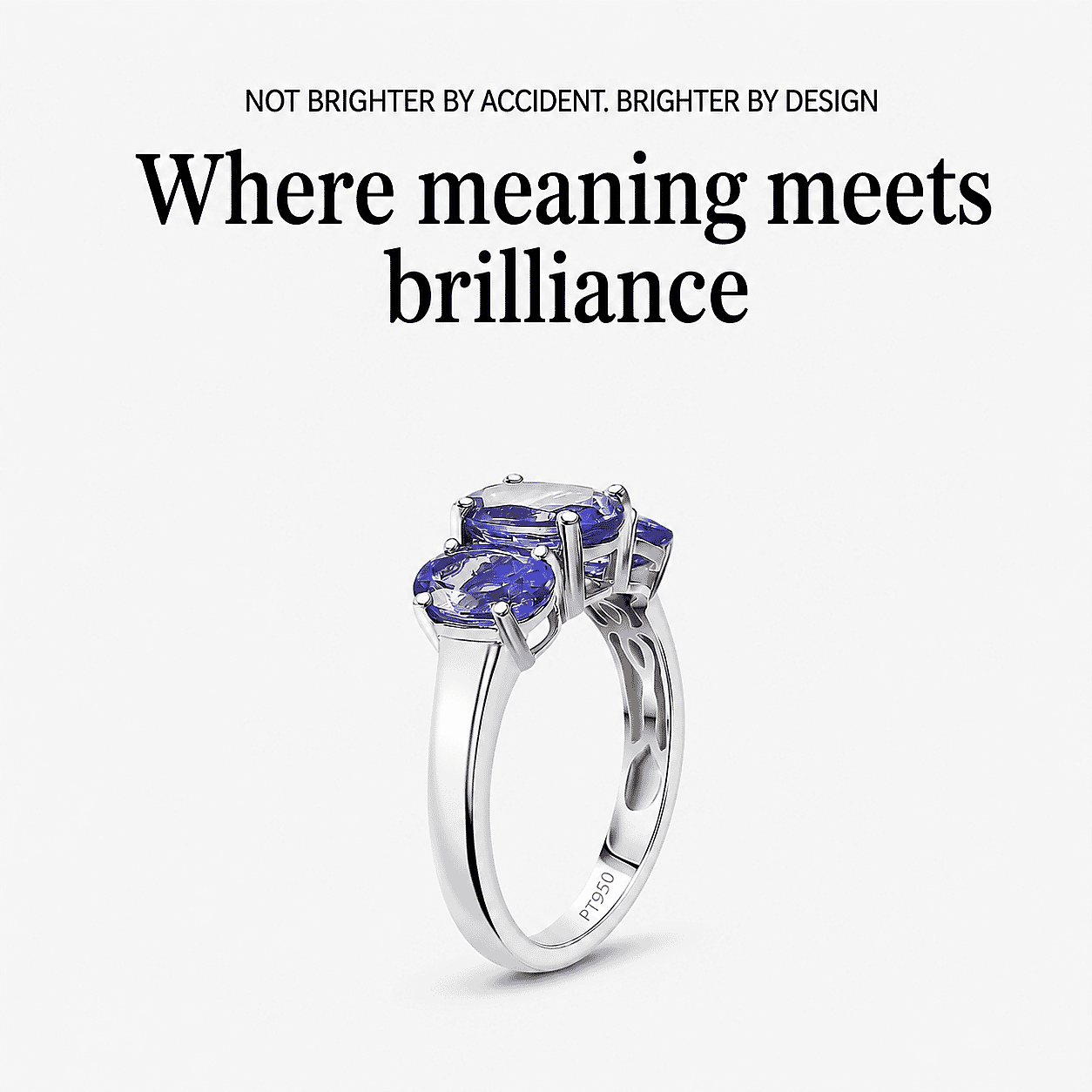 Certified & Appraised Rhapsody AAAA Tanzanite 3.26 ctw 3 Stone Ring in 950 Platinum (Size 7.0) 5.20 Grams