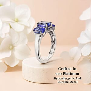 Certified & Appraised Rhapsody AAAA Tanzanite 3.26 ctw 3 Stone Ring in 950 Platinum (Size 7.0) 5.20 Grams