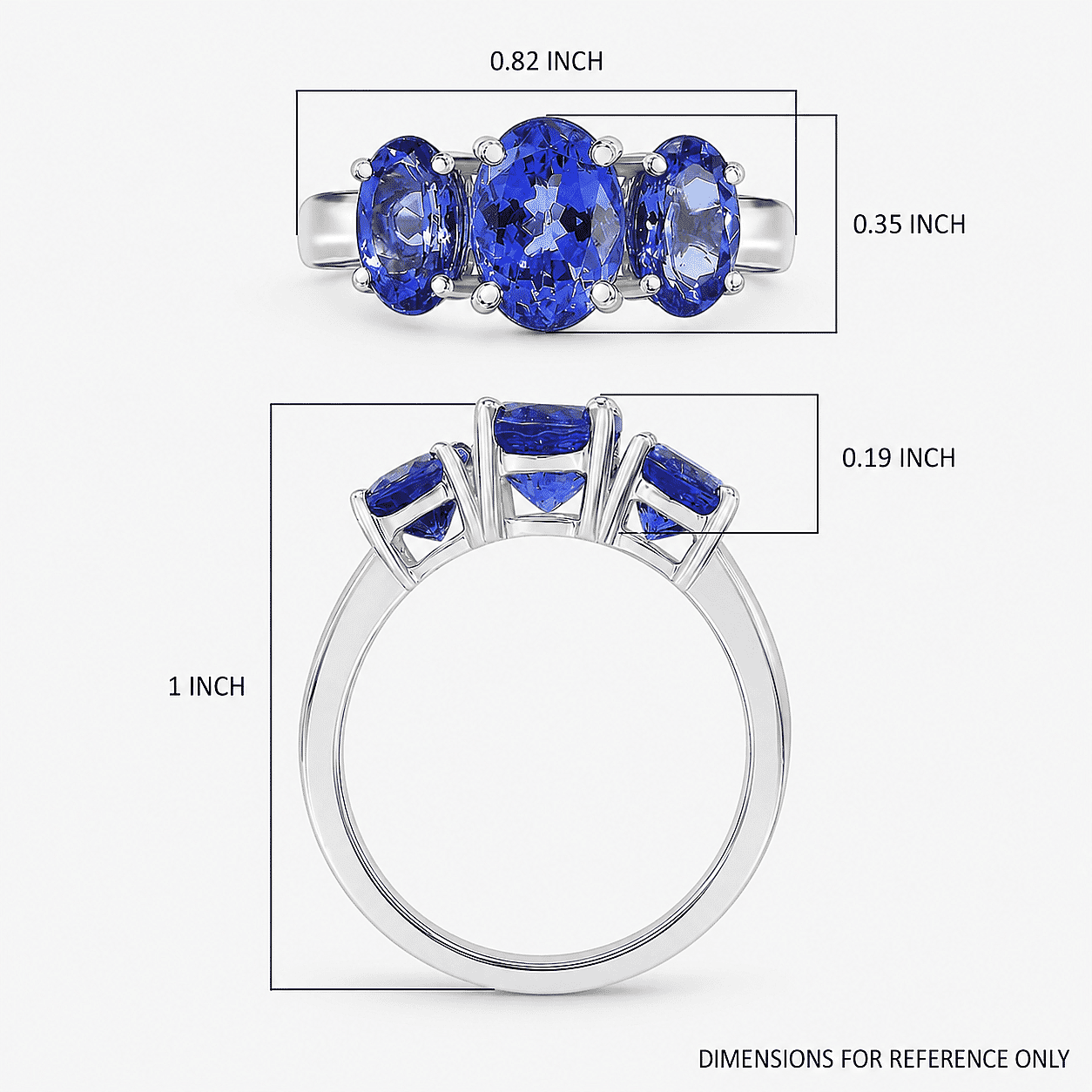 Certified & Appraised Rhapsody AAAA Tanzanite 3.26 ctw 3 Stone Ring in 950 Platinum (Size 7.0) 5.20 Grams