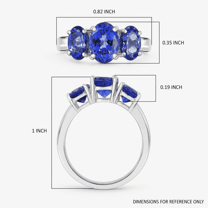 Certified & Appraised Rhapsody AAAA Tanzanite 3.26 ctw 3 Stone Ring in 950 Platinum (Size 7.0) 5.20 Grams