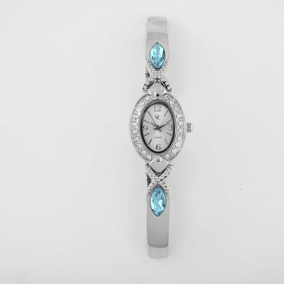 GC Quartz Movement Blue Topaz and Simulated Diamond 3.30 ctw Watch in Silvertone (8.00 In) image number 0