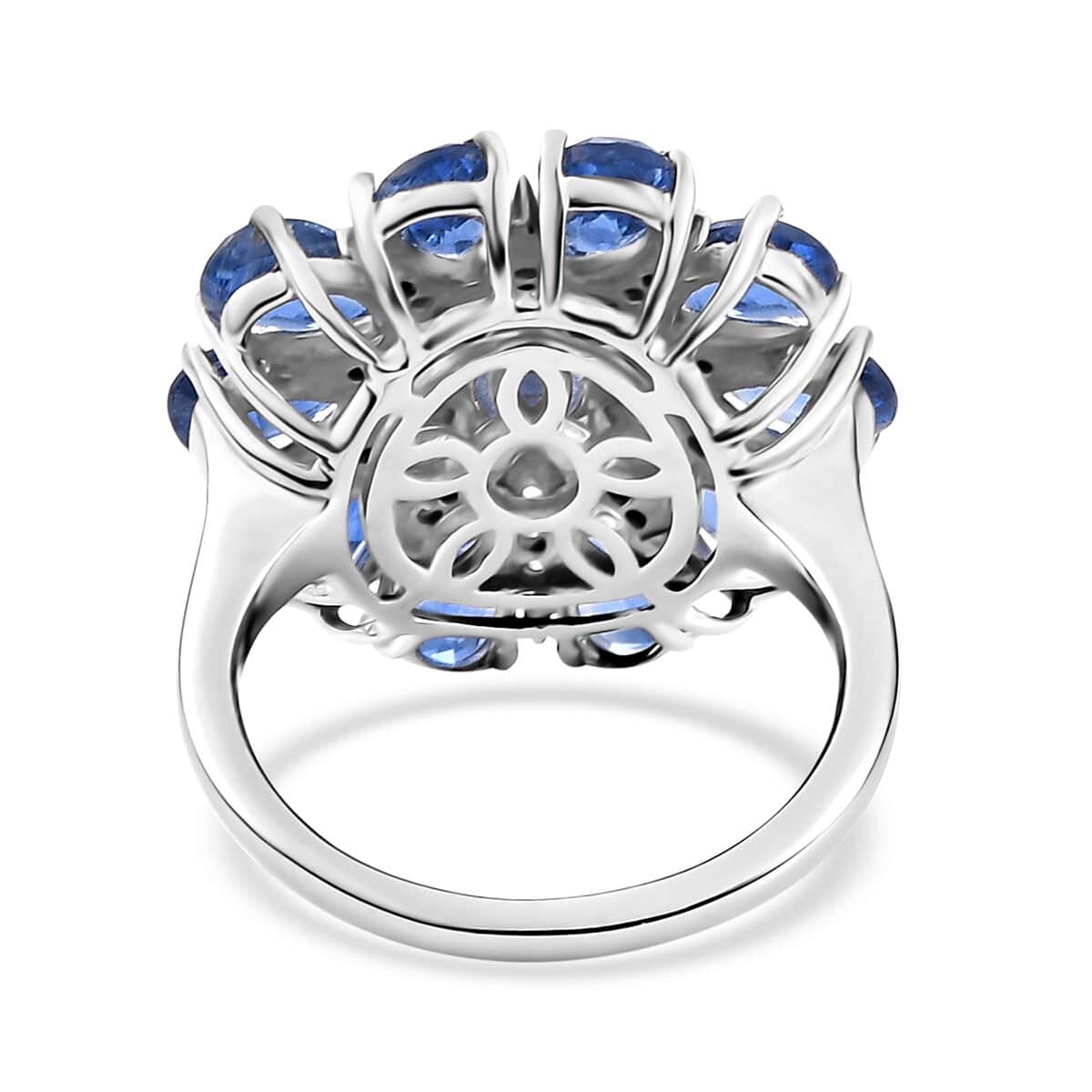 Kashmir Kyanite and White Zircon 6.15 ctw Star Ring in Rhodium Over Sterling Silver (Size 10.0) image number 4