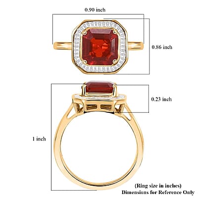 Luxoro Premium Crimson Fire Opal and Diamond 1.90 ctw Halo Ring in 10K Yellow Gold (Size 10.0)