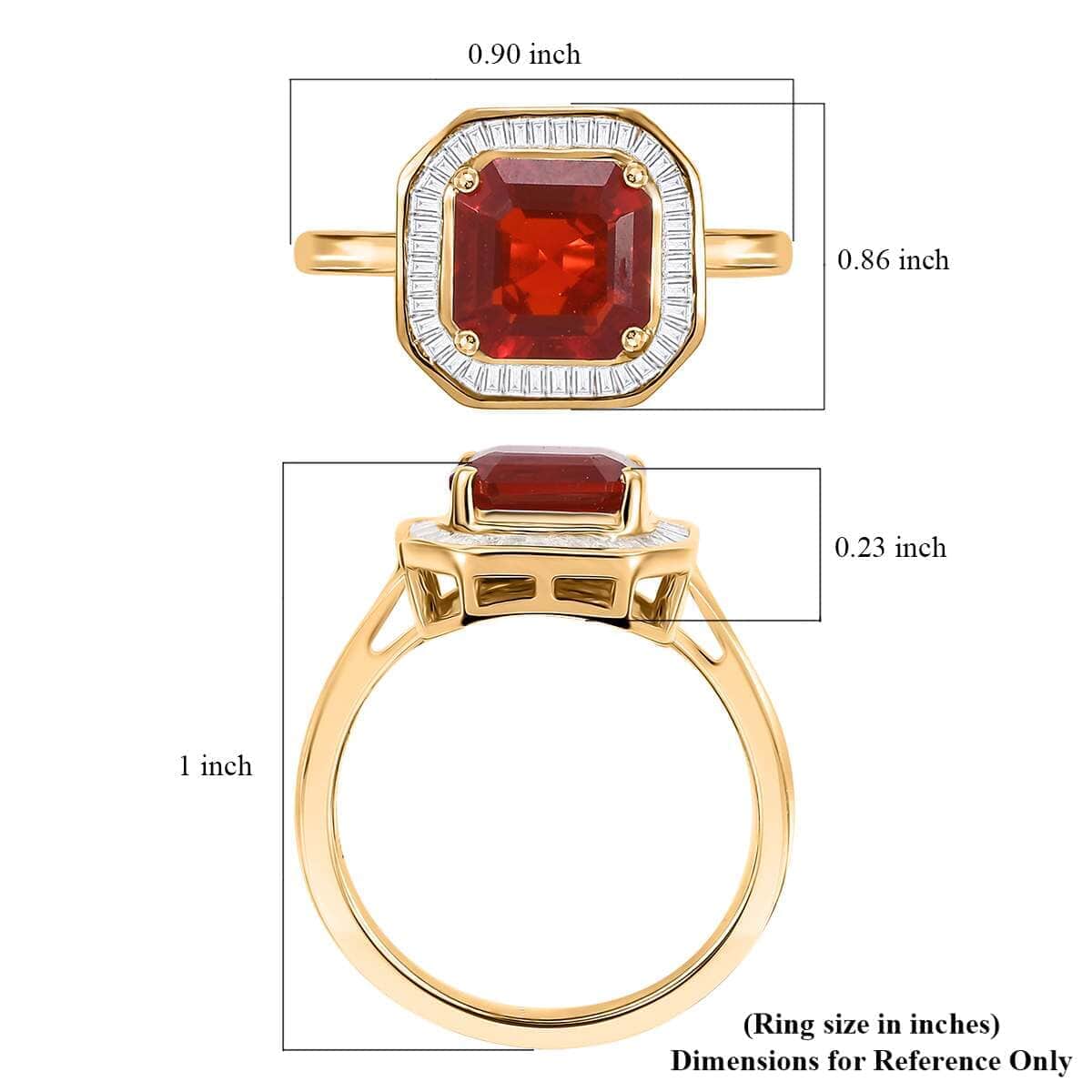 Luxoro Premium Crimson Fire Opal and Diamond 1.90 ctw Halo Ring in 10K Yellow Gold (Size 6.0) image number 5