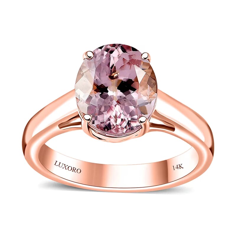 Certified & Appraised Luxoro AAA Pink Morganite 3.00 ctw Solitaire Ring in 14K Rose Gold (Size 7.0)