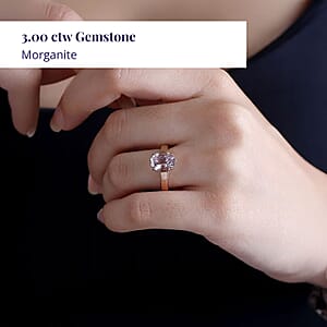 Certified & Appraised Luxoro AAA Pink Morganite 3.00 ctw Solitaire Ring in 14K Rose Gold (Size 9.0)