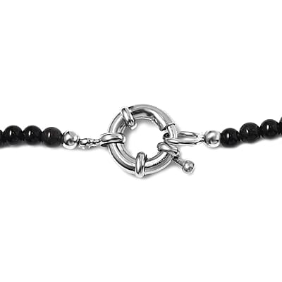 Black Obsidian and Black Agate 280.00 ctw Beaded Necklace in Platinum Bond 20 Inches