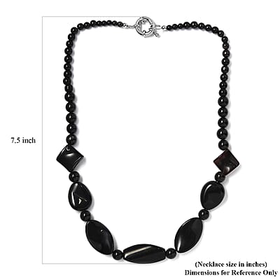 Black Obsidian and Black Agate 280.00 ctw Beaded Necklace in Platinum Bond 20 Inches