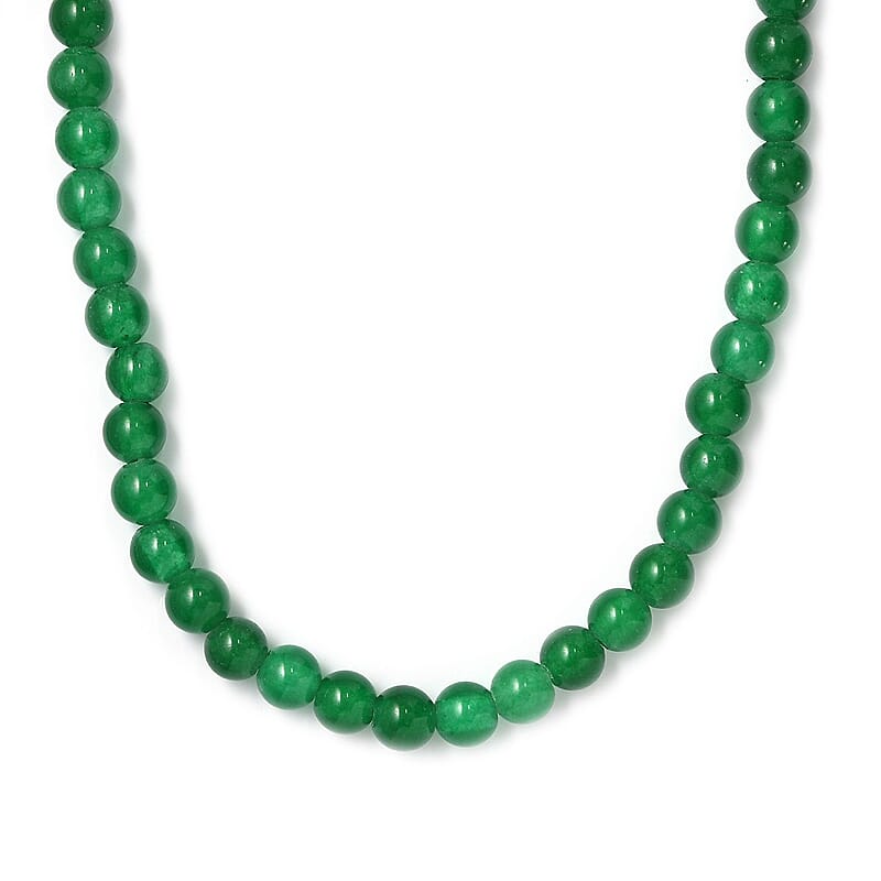 Green Agate 234.35 ctw Beaded Necklace in Platinum Bond 20 Inches