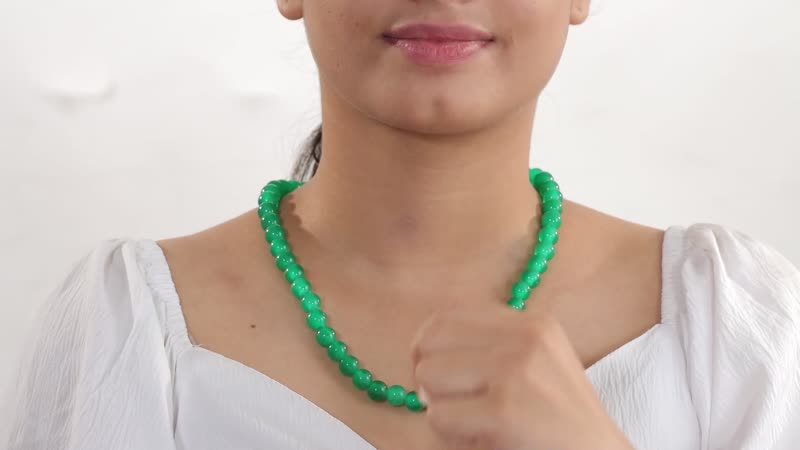 Green Agate 234.35 ctw Beaded Necklace in Platinum Bond 20 Inches