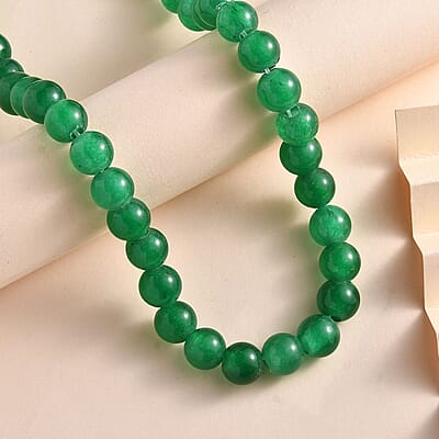 Green Agate 234.35 ctw Beaded Necklace in Platinum Bond 20 Inches