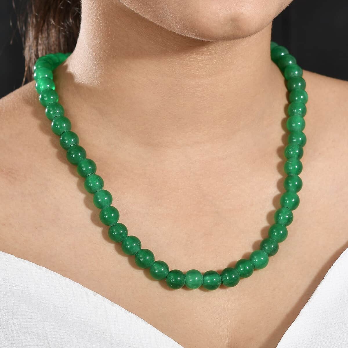 Green Agate 234.35 ctw Beaded Necklace in Platinum Bond 20 Inches image number 2