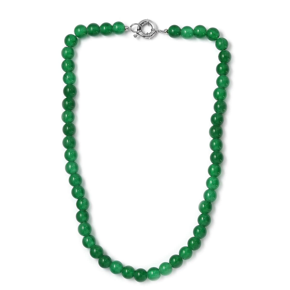 Green Agate 234.35 ctw Beaded Necklace in Platinum Bond 20 Inches image number 3