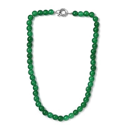 Green Agate 234.35 ctw Beaded Necklace in Platinum Bond 20 Inches