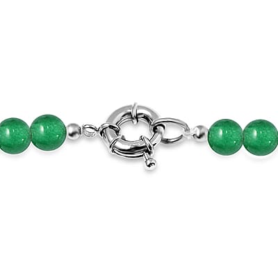 Green Agate 234.35 ctw Beaded Necklace in Platinum Bond 20 Inches