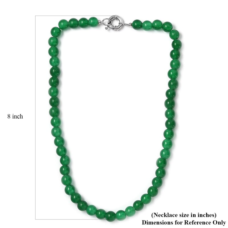 Green Agate 234.35 ctw Beaded Necklace in Platinum Bond 20 Inches
