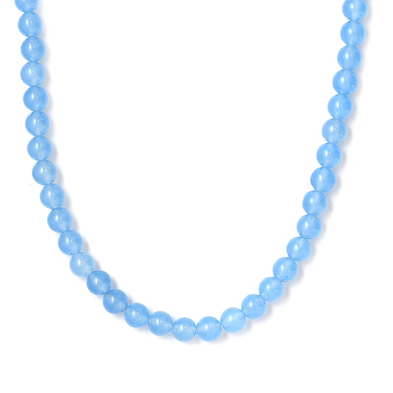 Blue Agate 243.65 ctw Beaded Necklace in Platinum Bond 20 Inches