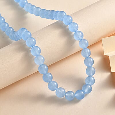 Blue Agate 243.65 ctw Beaded Necklace in Platinum Bond 20 Inches
