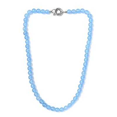 Blue Agate 243.65 ctw Beaded Necklace in Platinum Bond 20 Inches