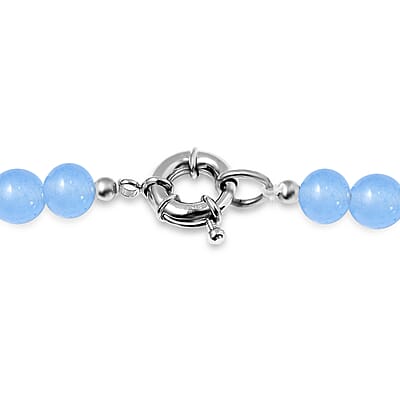 Blue Agate 243.65 ctw Beaded Necklace in Platinum Bond 20 Inches