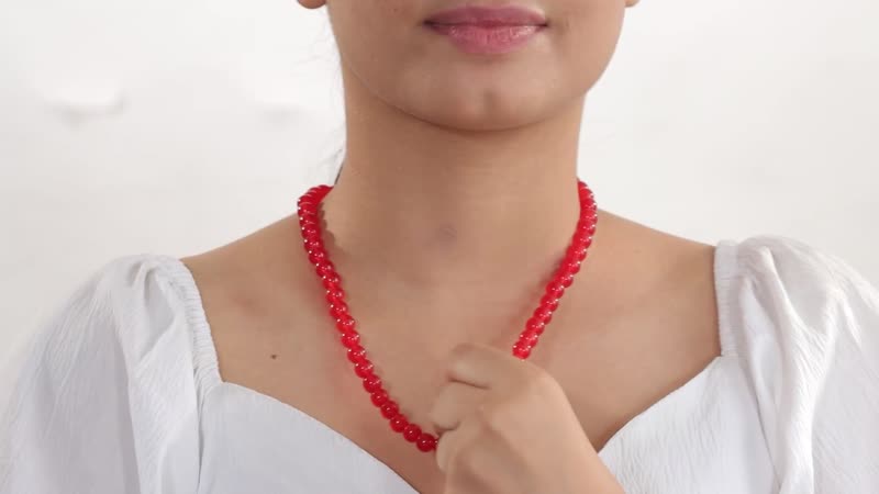 Red Agate 243.50 ctw Beaded Necklace in Platinum Bond 20 Inches