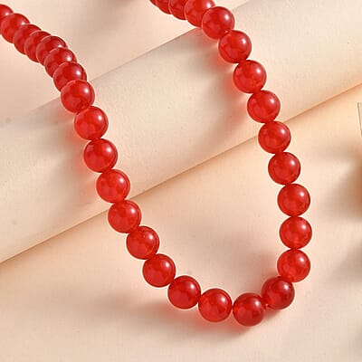 Red Agate 243.50 ctw Beaded Necklace in Platinum Bond 20 Inches