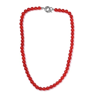Red Agate 243.50 ctw Beaded Necklace in Platinum Bond 20 Inches