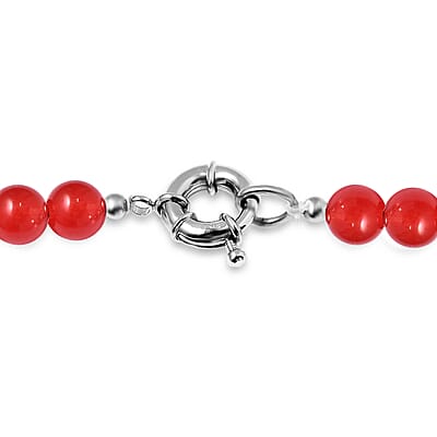 Red Agate 243.50 ctw Beaded Necklace in Platinum Bond 20 Inches
