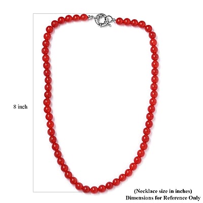 Red Agate 243.50 ctw Beaded Necklace in Platinum Bond 20 Inches