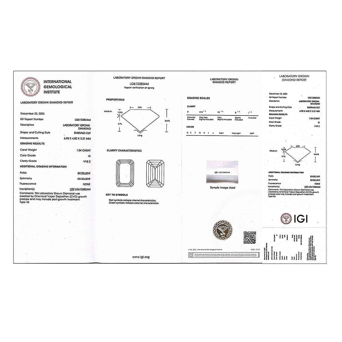 IGI Certified Luxuriant Lab Grown Diamond (Emerald) (G VS2) 1.00 ctw image number 6
