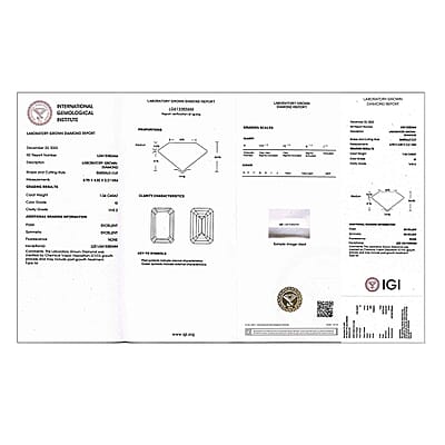 IGI Certified Luxuriant Lab Grown Diamond (Emerald) (G VS2) 1.00 ctw