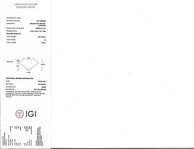 IGI Certified Luxuriant Lab Grown Diamond (Emerald) (G VS2) 1.00 ctw