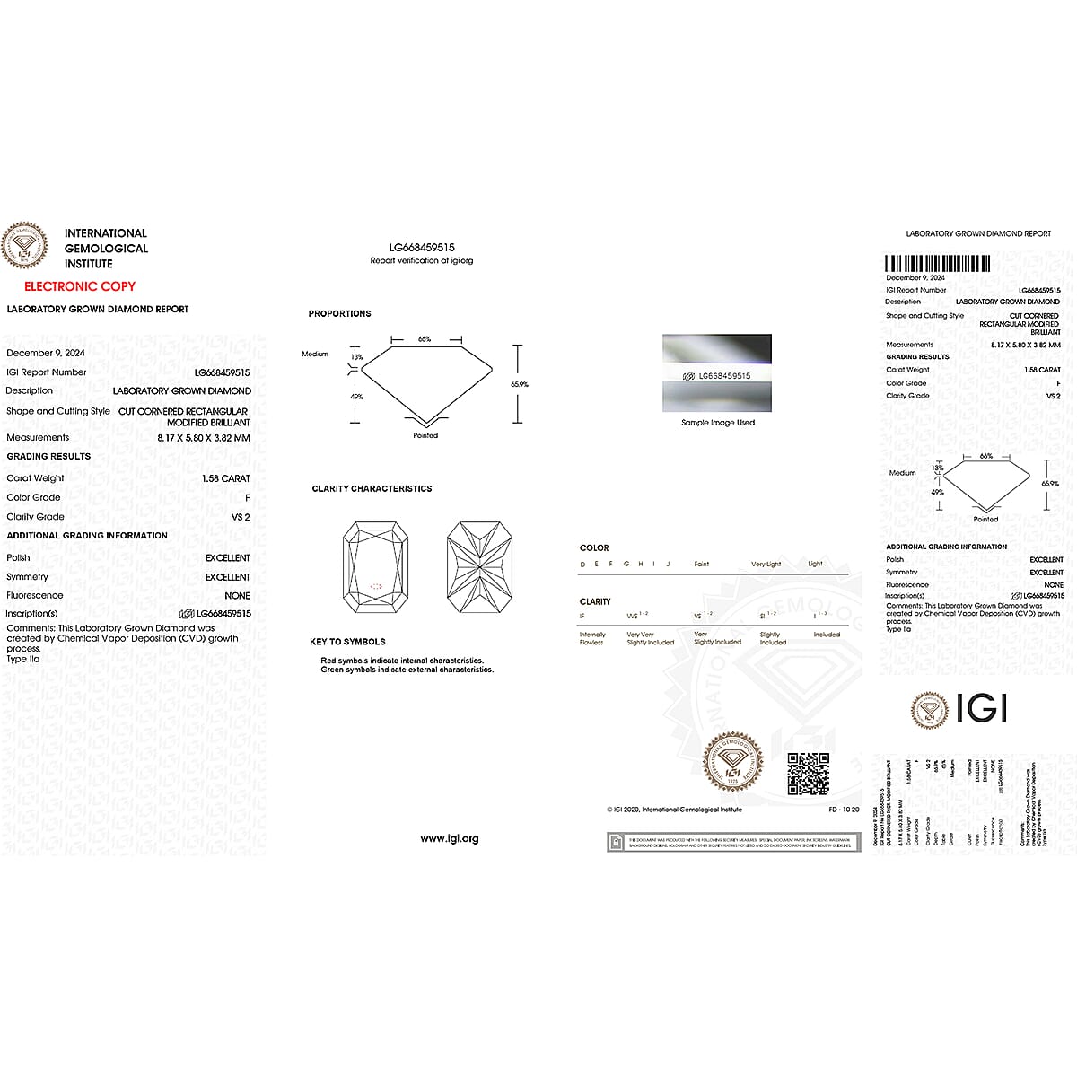 IGI Certified Luxuriant Lab Grown Diamond (Radiant) (E-F, VS) 1.50 ctw image number 6